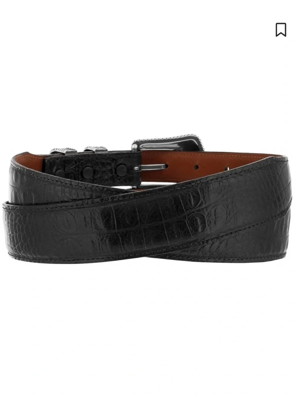 Tony Lama Men's Country Croc Black Leather Western Belt Star Buckle 36 C42123